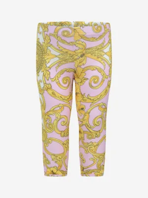 Versace Baby Girls Pink & Baroque Leggiings