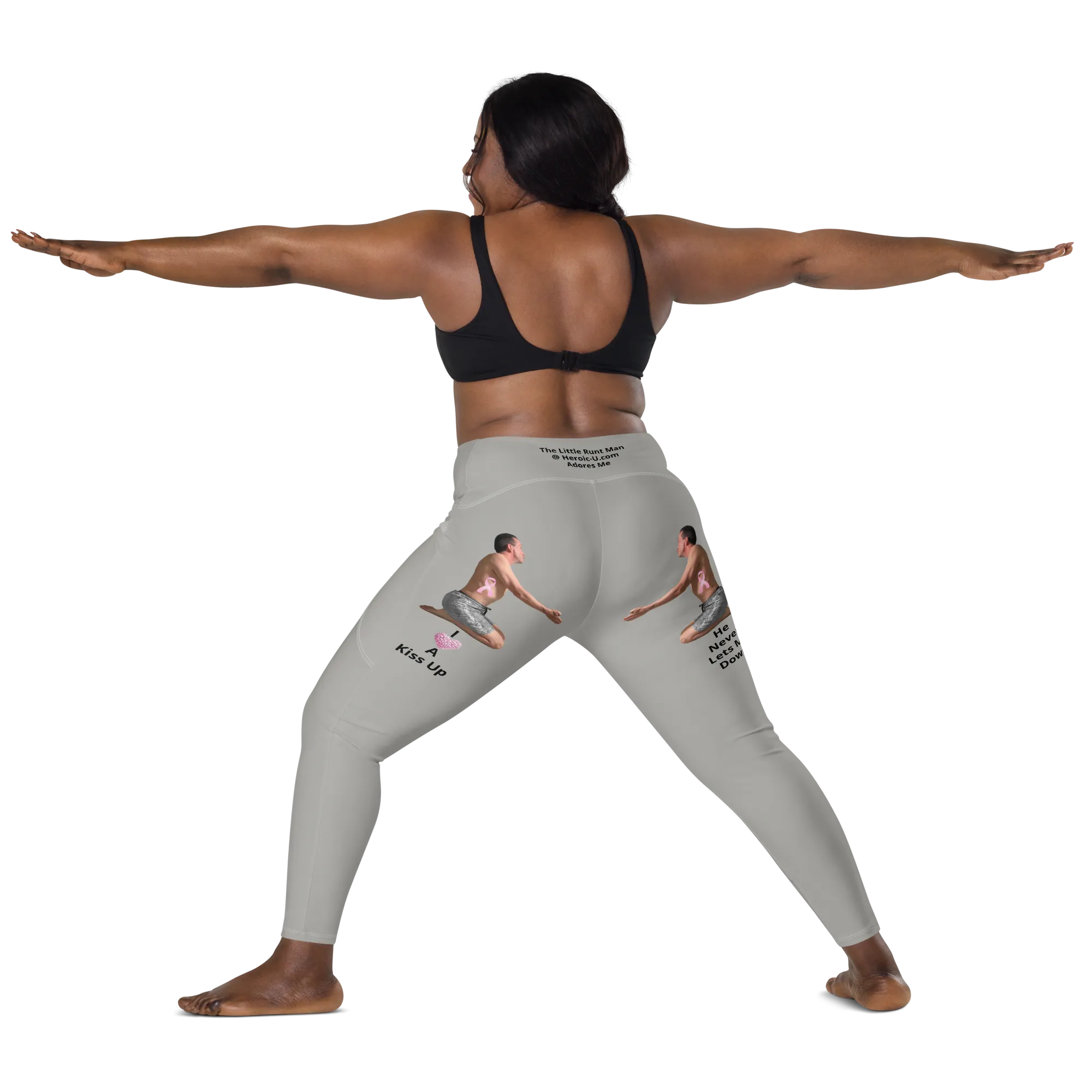 Viral Gray High-Waist Crossover Leggings Funny 2XS-6XL Pockets Empowering