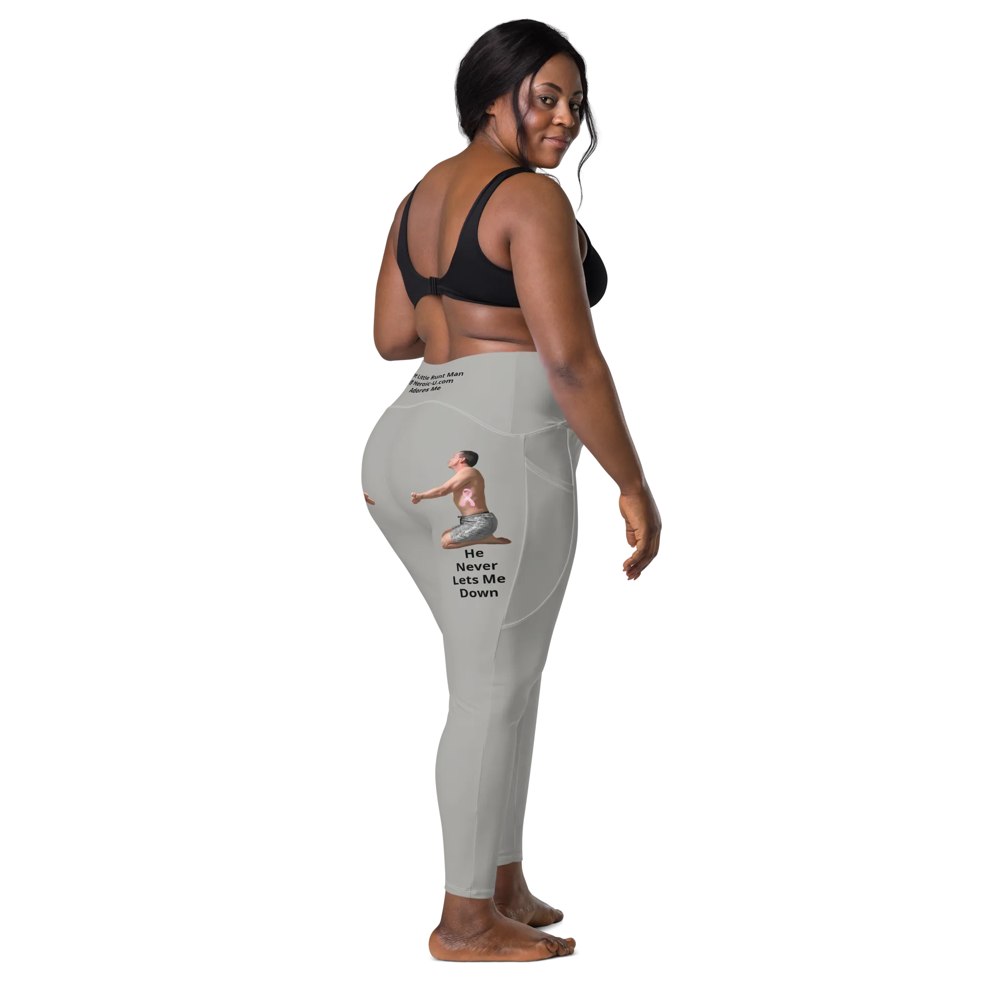 Viral Gray High-Waist Crossover Leggings Funny 2XS-6XL Pockets Empowering