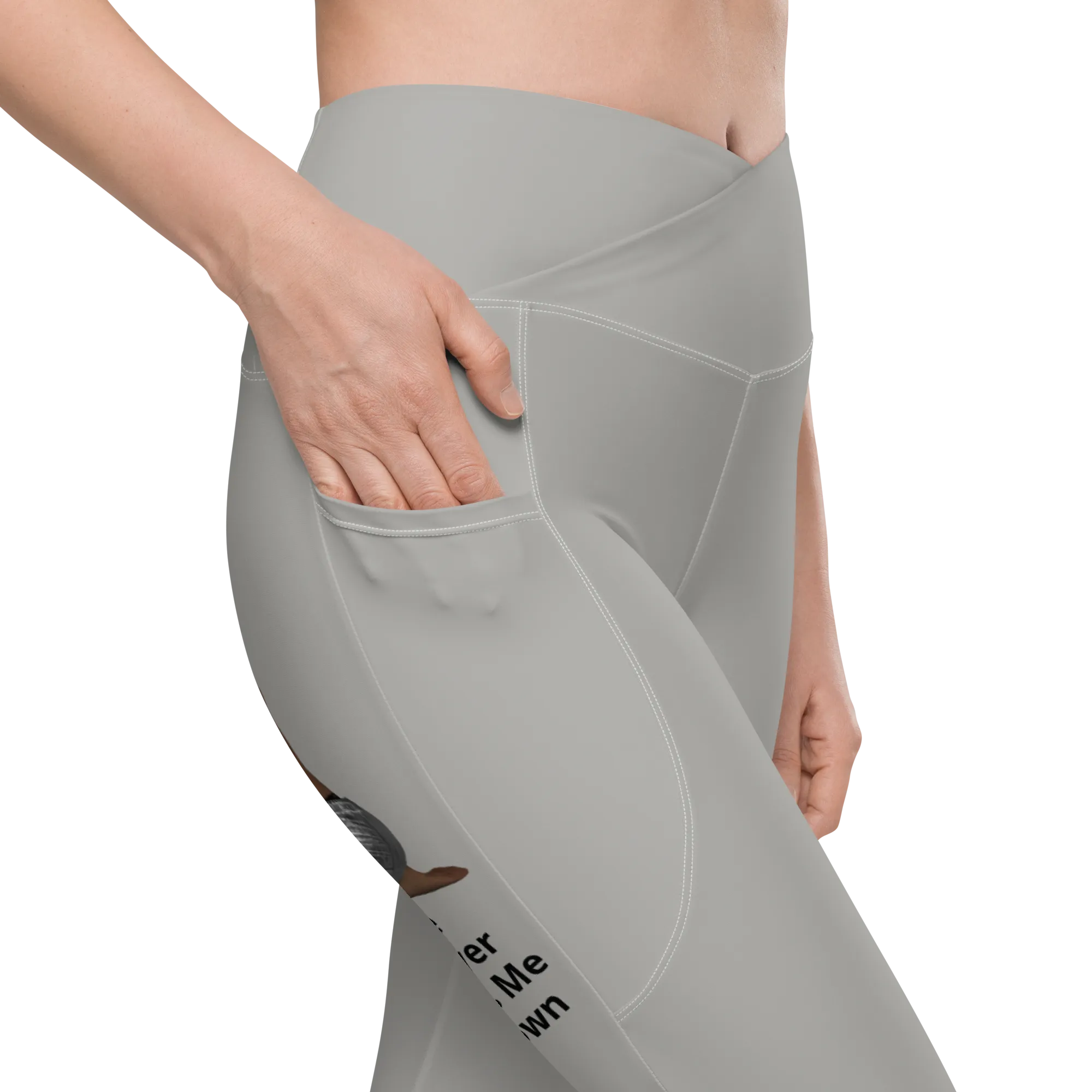 Viral Gray High-Waist Crossover Leggings Funny 2XS-6XL Pockets Empowering
