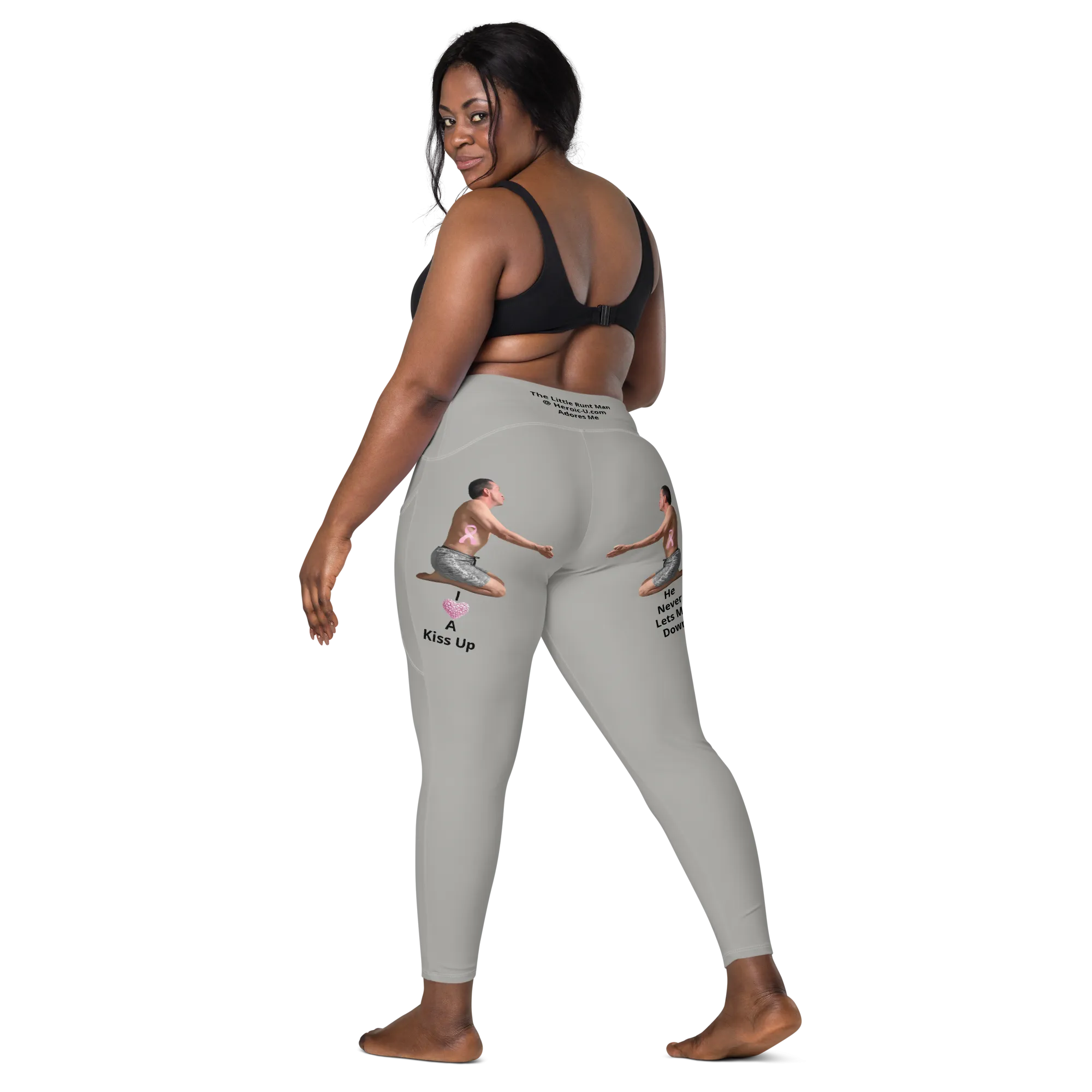 Viral Gray High-Waist Crossover Leggings Funny 2XS-6XL Pockets Empowering