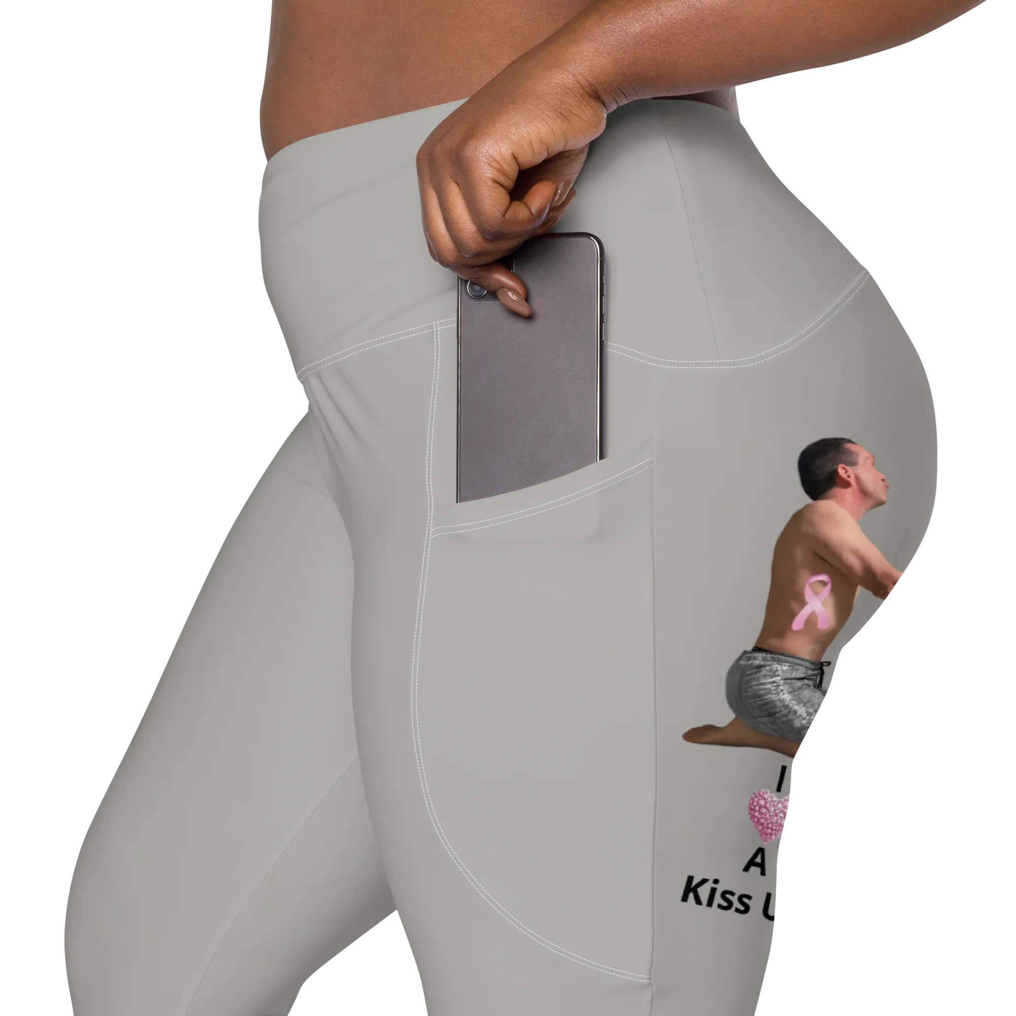 Viral Gray High-Waist Crossover Leggings Funny 2XS-6XL Pockets Empowering