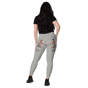 Viral Gray High-Waist Crossover Leggings Funny 2XS-6XL Pockets Empowering