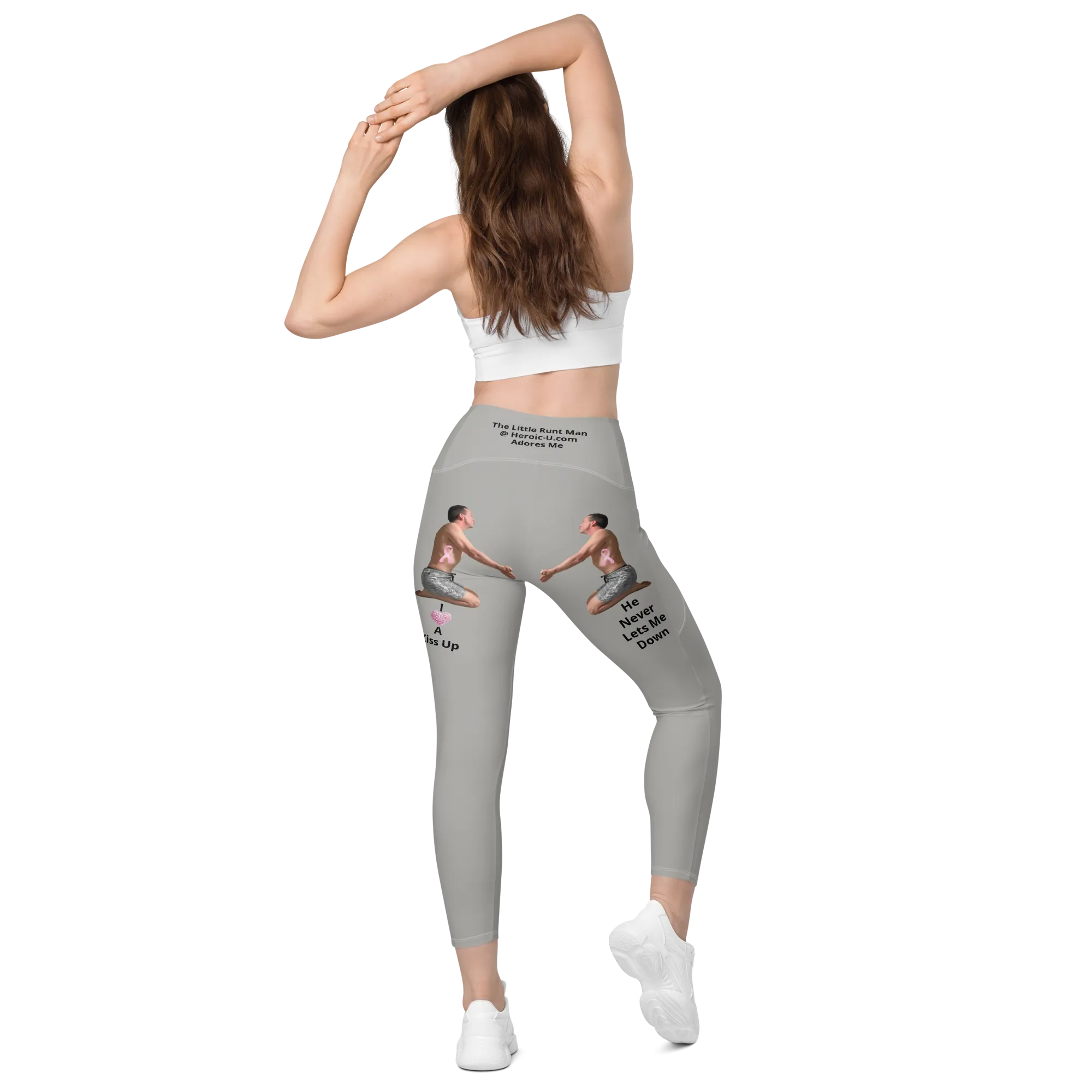 Viral Gray High-Waist Crossover Leggings Funny 2XS-6XL Pockets Empowering