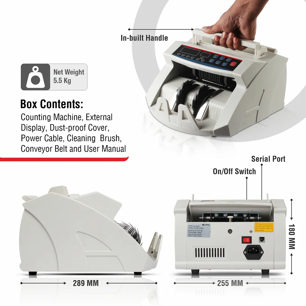 VMS Essentials CCM01 Money Counter - Advanced UV and MG Detection, 6 Months Warranty