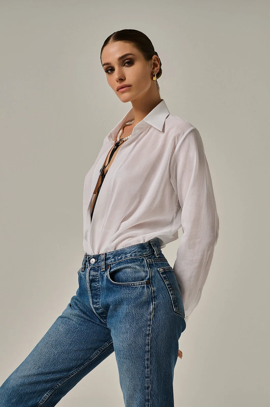 VOILE CROSSOVER BODYSUIT