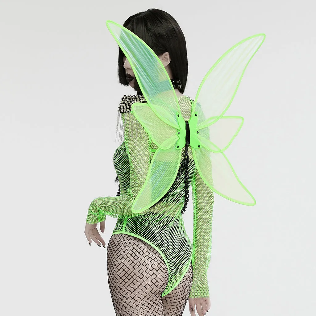 WLS-071OTF Fluorescent Green Butterfly Wings Harness Punk Accessories