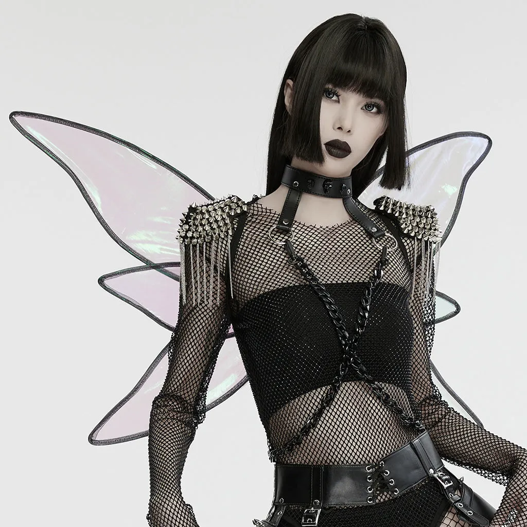 WLS-071OTF Fluorescent Green Butterfly Wings Harness Punk Accessories