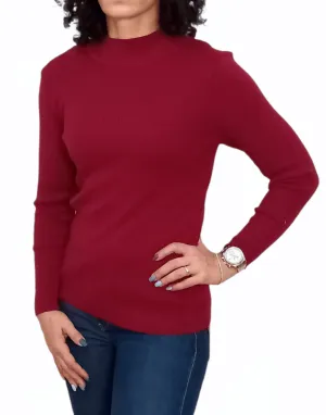Women Zara Half-Collar Pullover - Crimson