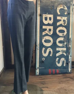 Women's Margaret M | Wide Flare Leg Windowpane Pant | Grey