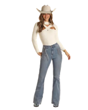Women's Rock & Roll Pocket Fringe Flare Jean