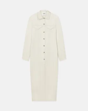 Zaylor - Crinkled-Satin Shirt Dress - Ecru